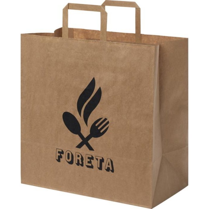 XL Printed Kraft Paper Bags with Flat Handles | Total Merchandise