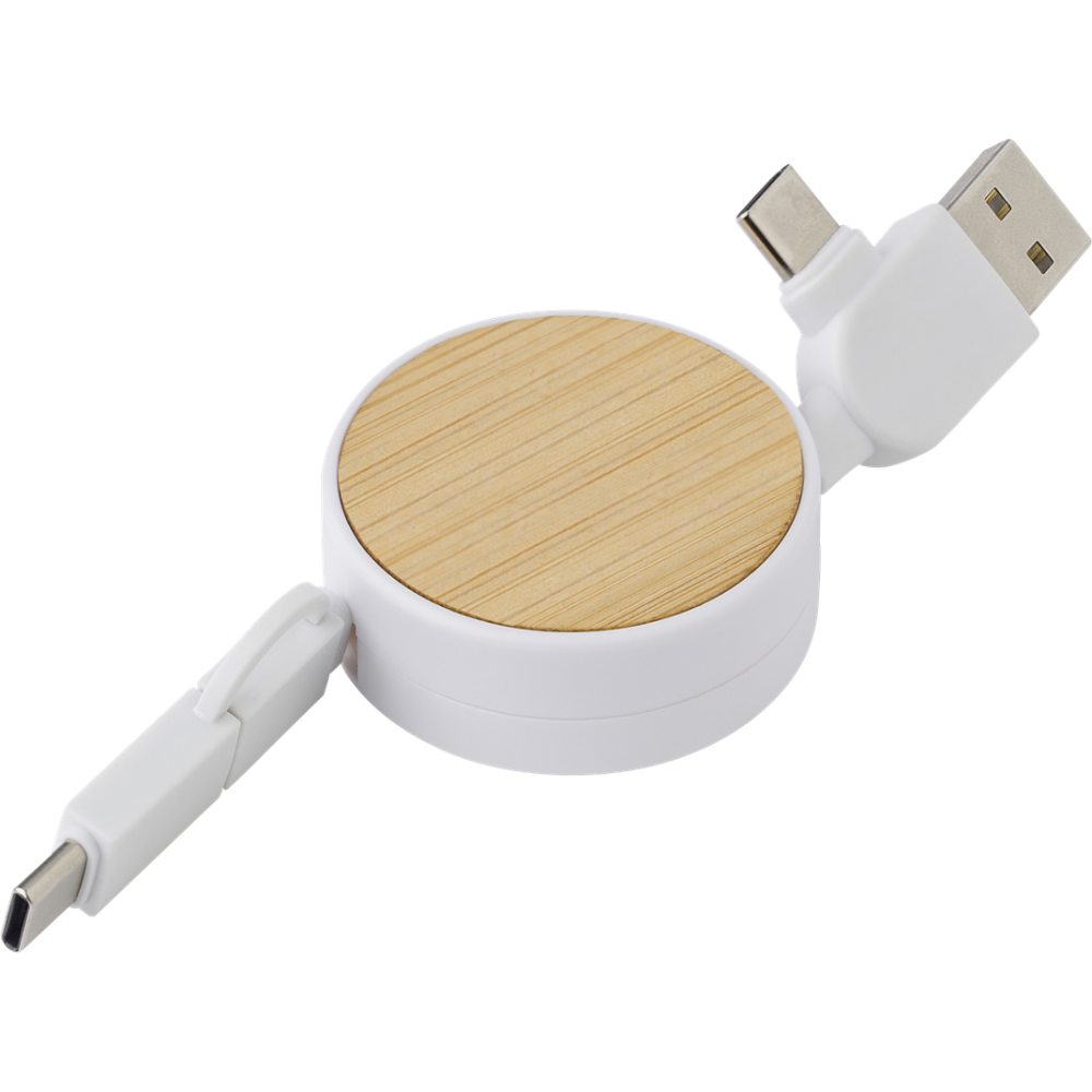 Custom Bamboo Extendable Charging Cable | Total Merchandise