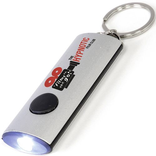 Oval Metallic LED Keyring Torches Promotional Key Rings Printed